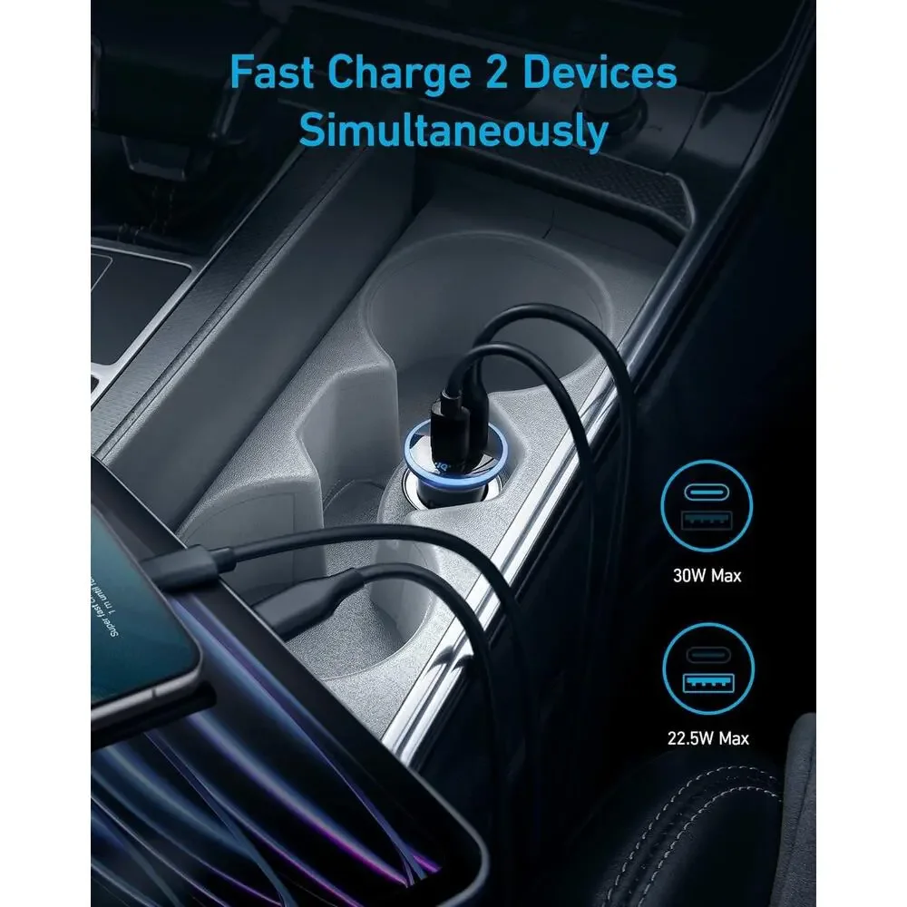 323 USB-C Car Charger 52.5W Fast Charge Adapter USB-A iPhone Samsung